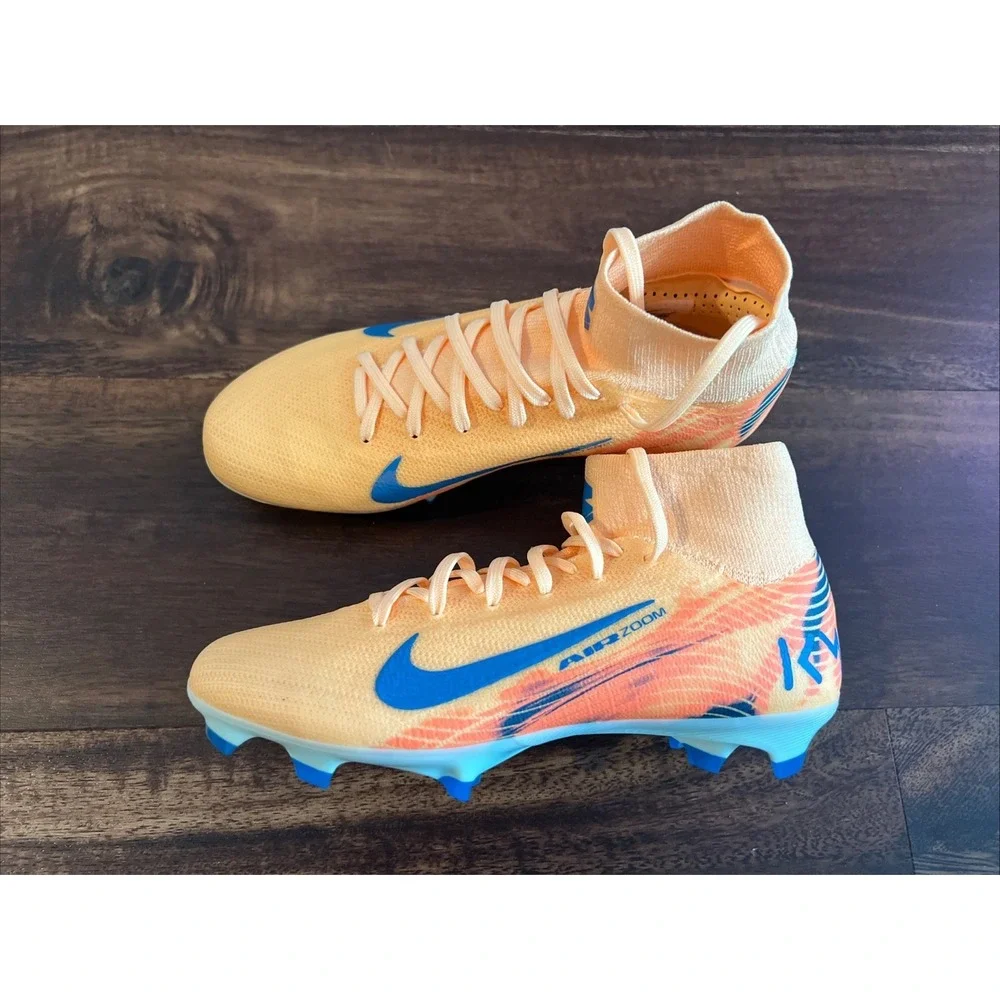 New Nike Mens Mercurial Superfly 10 Pro FG KM Soccer Cleats Size 4 Orange Blue